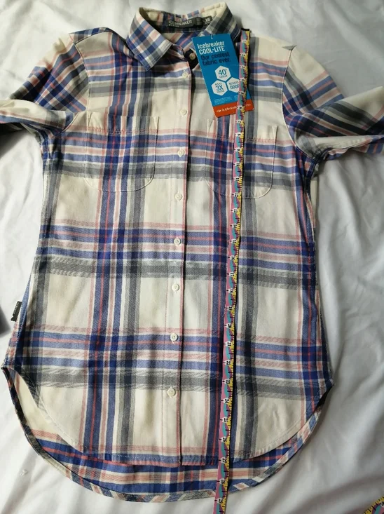 NWT Icebreaker Cool Lite Kahla Long Sleeve Plaid Button Up Wool Lyocell Blend XS - Picture 15 of 16